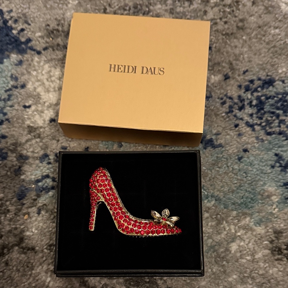 Heidi Daus Red Crystal Shoe Brooch